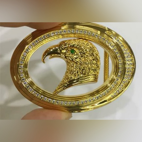 Men’s - Luxury Gold Plated Belt Buckle With High-Glossy Diamonds - Picture 6 of 6